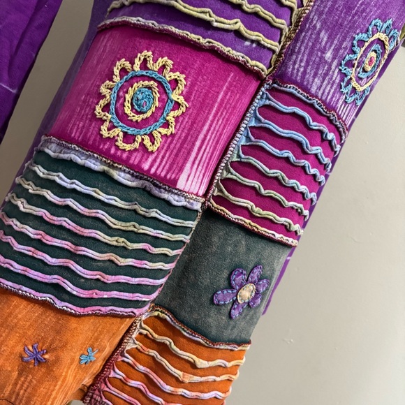 India Boutique Long Sleeve Patchwork Top - Purple & Pink - Size M/L - Picture 4 of 10